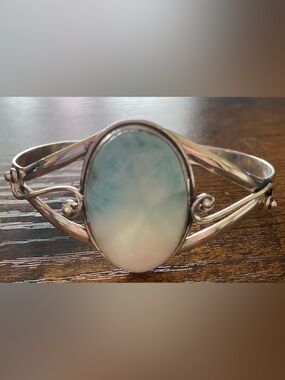 SOLD! Larimar Cuff Bracelet set in 925 Sterling Silver
